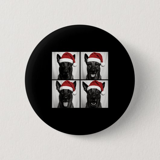 Funny Christmas Belgian Malinois Santa Dog Lover P Button (Vorderseite)
