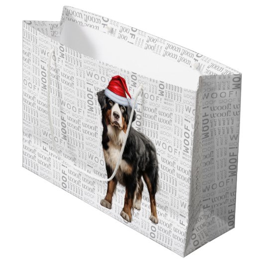 Funny Christmas Bernese Mountain Dog Lover Große Geschenktüte (Vorderseite Schrägansicht)