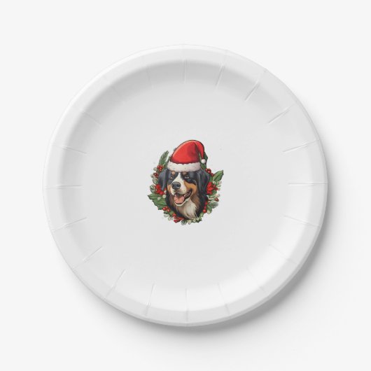 Funny Christmas Bernese Mountain Dog Pappteller (Vorderseite)