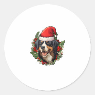 Funny Christmas Bernese Mountain Dog Runder Aufkleber