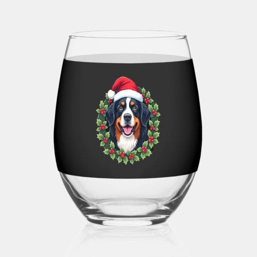 Funny Christmas Bernese Mountain Dog Tank Top Weinglas Ohne Stiel (Vorderseite)