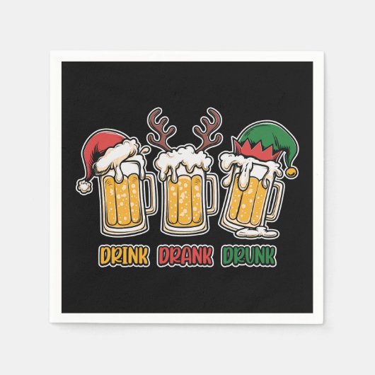 Funny Christmas Biertrinker Party Serviette (Vorderseite)