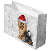 Funny Christmas Biewer Terrier Woof Große Geschenktüte (Vorderseite Schrägansicht)