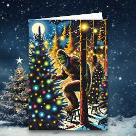 Funny Christmas Bigfoot Personalisiert Feiertagskarte