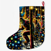 Funny Christmas Bigfoot Personalisiert Großer Weihnachtsstrumpf (Rückseite)