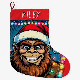 Funny Christmas Bigfoot Personalized Großer Weihnachtsstrumpf