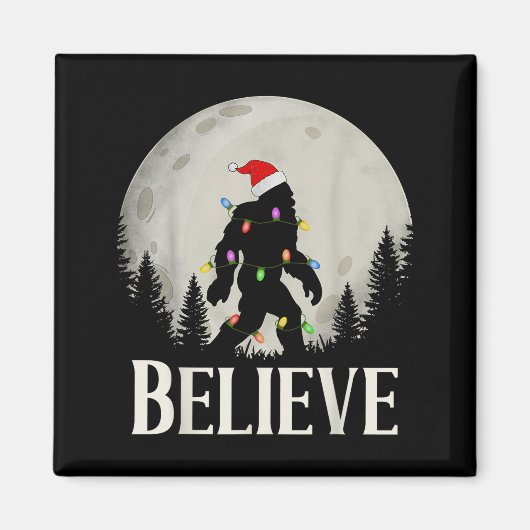 Funny Christmas Bigfoot Santa Hat Moon Sasquatch K Magnet (Vorne)