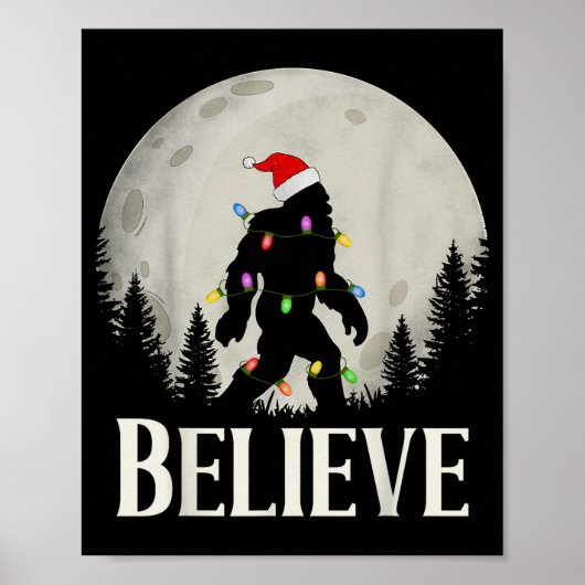 Funny Christmas Bigfoot Santa Hat Moon Sasquatch K Poster (Vorne)