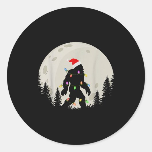 Funny Christmas Bigfoot Santa Hat Moon Sasquatch K Runder Aufkleber (Vorderseite)