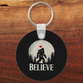 Funny Christmas Bigfoot Santa Hat Moon Sasquatch K Schlüsselanhänger (Vorderseite)