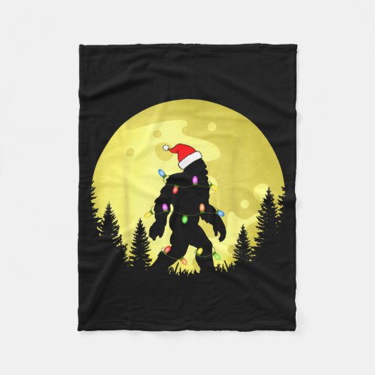 Funny Christmas Bigfoot Santa Hat Moon Sasquatch M Fleecedecke (Vorderseite)