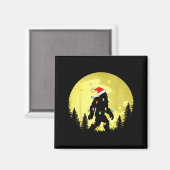 Funny Christmas Bigfoot Santa Hat Moon Sasquatch M Magnet (Vorderseite/Rückseite)