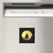 Funny Christmas Bigfoot Santa Hat Moon Sasquatch M Magnet (In Situ (Geschirrspüler))