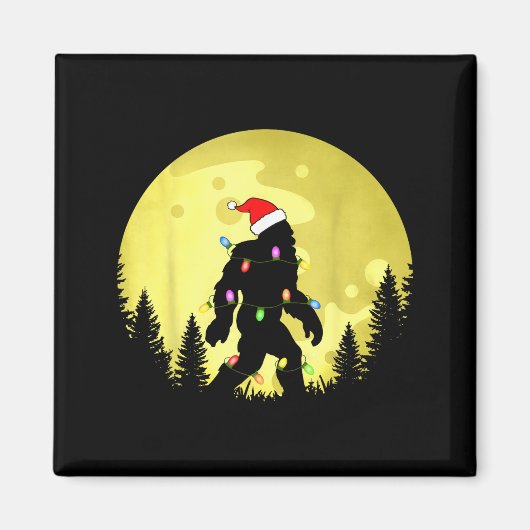 Funny Christmas Bigfoot Santa Hat Moon Sasquatch M Magnet (Vorne)