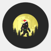 Funny Christmas Bigfoot Santa Hat Moon Sasquatch M Runder Aufkleber (Vorderseite)