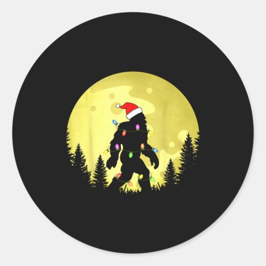 Funny Christmas Bigfoot Santa Hat Moon Sasquatch M Runder Aufkleber (Vorderseite)