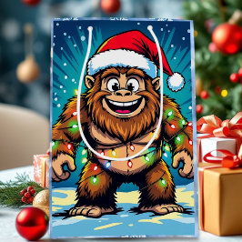 Funny Christmas Bigfoot Sasquatch Mittlere Geschenktüte