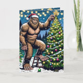 Funny Christmas Bigfoot Sasquatch Personalisiert Karte (Vorderseite)