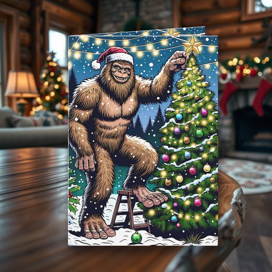 Funny Christmas Bigfoot Sasquatch Personalisiert Karte