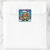 Funny Christmas Bigfoot Sasquatch Quadratischer Aufkleber (Tasche)