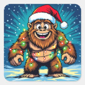 Funny Christmas Bigfoot Sasquatch Quadratischer Aufkleber (Vorderseite)