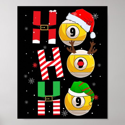 Funny Christmas Billiards Ho Ho Ho Xmas Matching P Poster (Vorne)