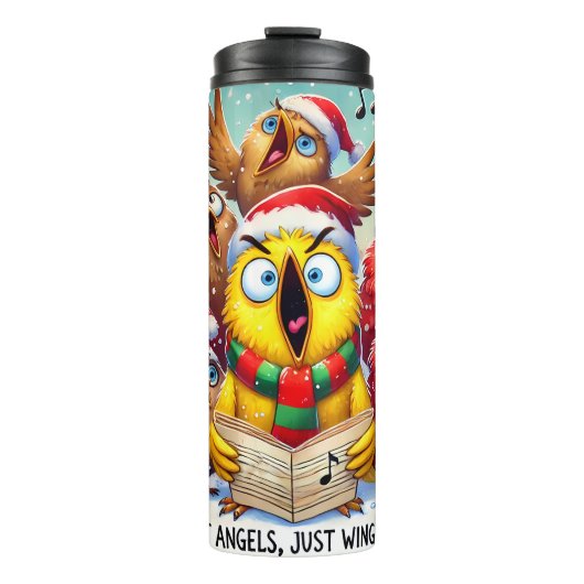 Funny Christmas Birds Singing Carol Thermosbecher (Vorderseite)