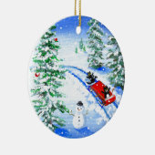 Funny Christmas Black Cat Art Creationarts Keramik Ornament (Rechts)