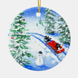 Funny Christmas Black Cat Art Creationarts Keramik Ornament