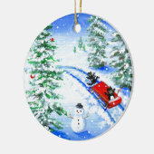 Funny Christmas Black Cat Art Creationarts Keramik Ornament (Links)