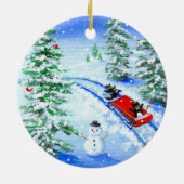 Funny Christmas Black Cat Art Creationarts Keramik Ornament (Hinten)