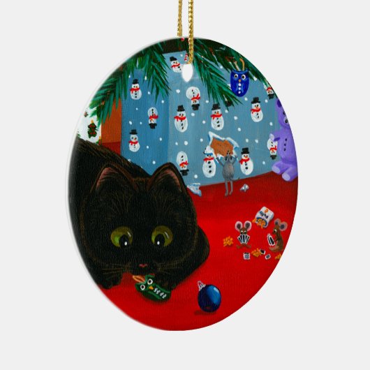 Funny Christmas Black Cat Art Creationarts Keramik Ornament (Rechts)