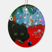 Funny Christmas Black Cat Art Creationarts Keramik Ornament (Links)