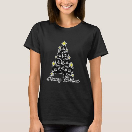 Funny Christmas Black Cat Lover Cat T-Shirt (Vorderseite)