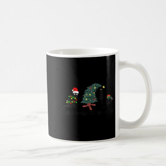 Funny Christmas Black Cat Overstimulated But Festi Kaffeetasse (Rechts)