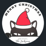 Funny Christmas Black Cat Runder Aufkleber<br><div class="desc">Personalisieren Sie Ihre Geschenke mit dem Meowy Weihnachten Funny Black Cat Ping Sticker! Sie suchen eine einzigartige und festliche Art, Ihre Geschenke in dieser Ferienzeit zu erleben? Unser Meowy Christmas Funny Black Cat Peking Sticker ist genau das, was Sie brauchen! Dieser klassische Rundaufkleber zeigt eine liebenswerte schwarze Katze, die spielerisch...</div>