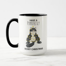 Funny Christmas Black Cat Simple Winter Humor Tasse