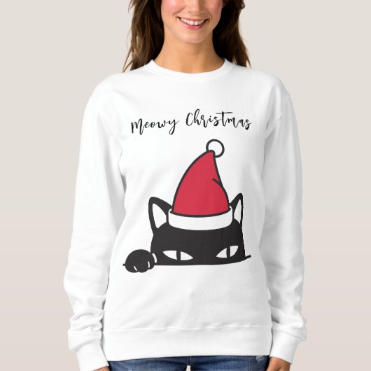 Funny Christmas Black Cat Sweatshirt (Vorderseite)