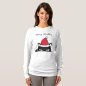 Funny Christmas Black Cat T-Shirt (Vorne ganz)