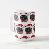 Funny Christmas Black Cat Watercolor Kaffeetasse (Vorderseite Links)