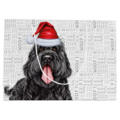 Funny Christmas Black Russian Terrier Woof Große Geschenktüte (Rückseite)