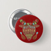 Funny Christmas Blitzen Chicken Reinder Spaß Button (Vorne & Hinten)
