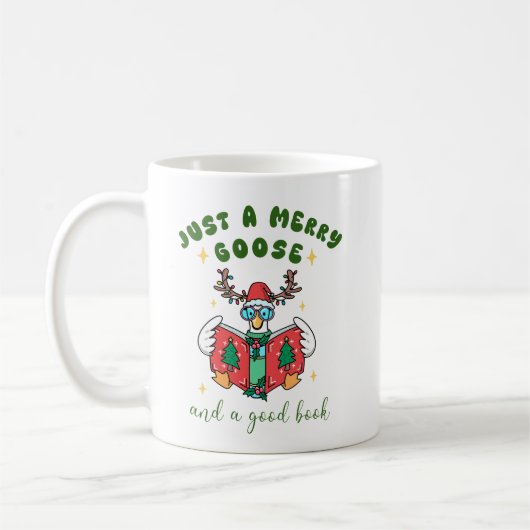 Funny Christmas Book Lover Just a Merry Goose Kaffeetasse (Links)
