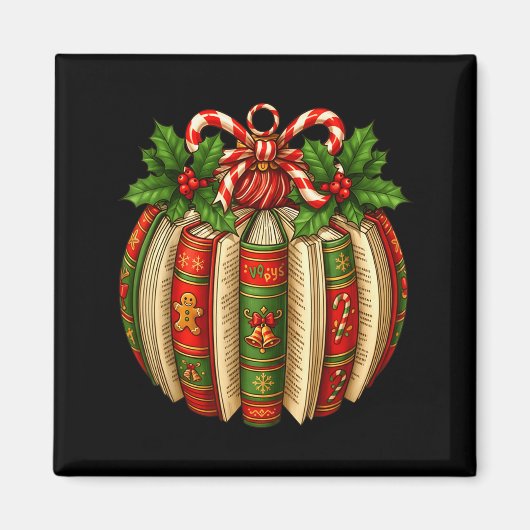 Funny Christmas Book Ornament Winter Xmas Teacher Magnet (Vorne)