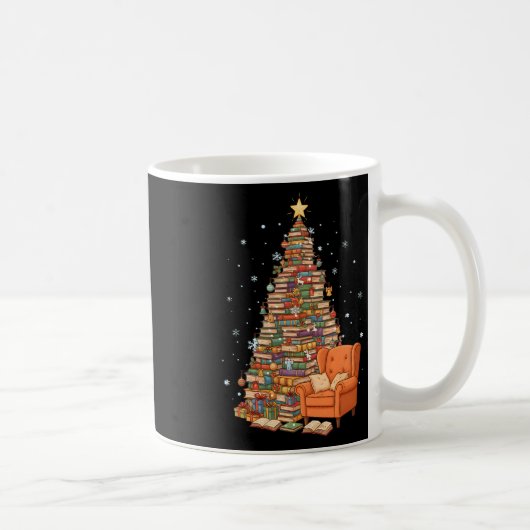 Funny Christmas Books Tree Book Lover Teacher Libr Kaffeetasse (Rechts)