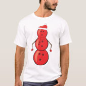 Funny Christmas Bowling Balls Snowman T-Shirt (Vorderseite)