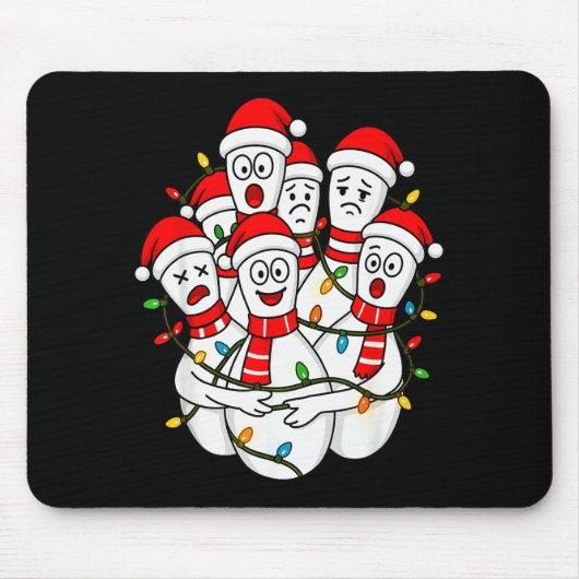 Funny Christmas Bowling Santa Bowling Ns Team Men Mousepad (Vorne)