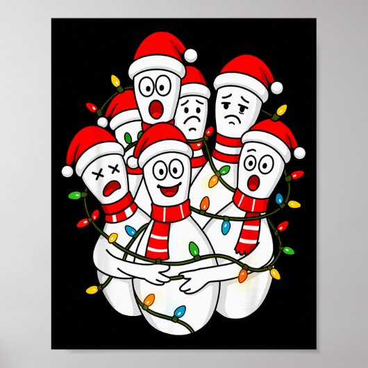 Funny Christmas Bowling Santa Bowling Ns Team Men Poster (Vorne)