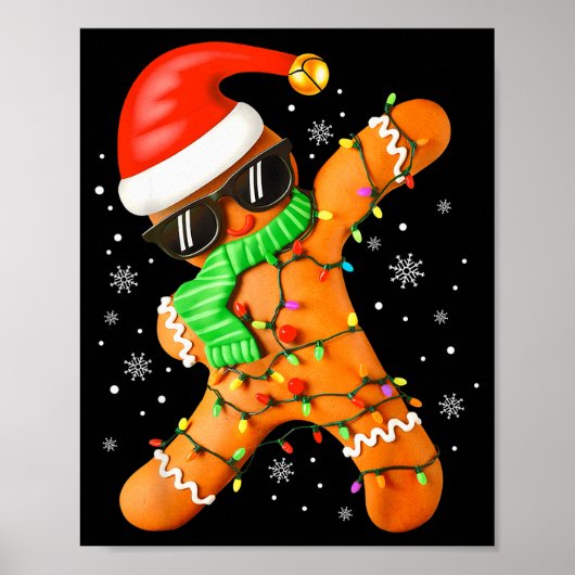 Funny Christmas Boys Kids Dabbing Gingerbread Xmas Poster (Vorne)