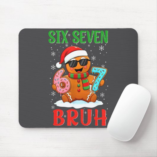 Funny Christmas Bruh Six Seven Saying Dabbing Ging Mousepad (Mit Mouse)